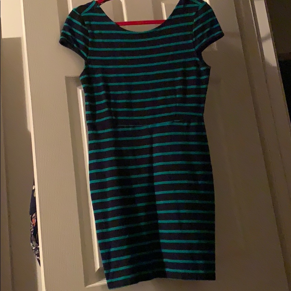 Forever 21 Large Navy & Green Bodycon Dress